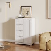 Bealife AP26 Armoire de salle de bain - avec 4 tiroirs et 1 porte - 60 x 30 x 85 cm - Blanc