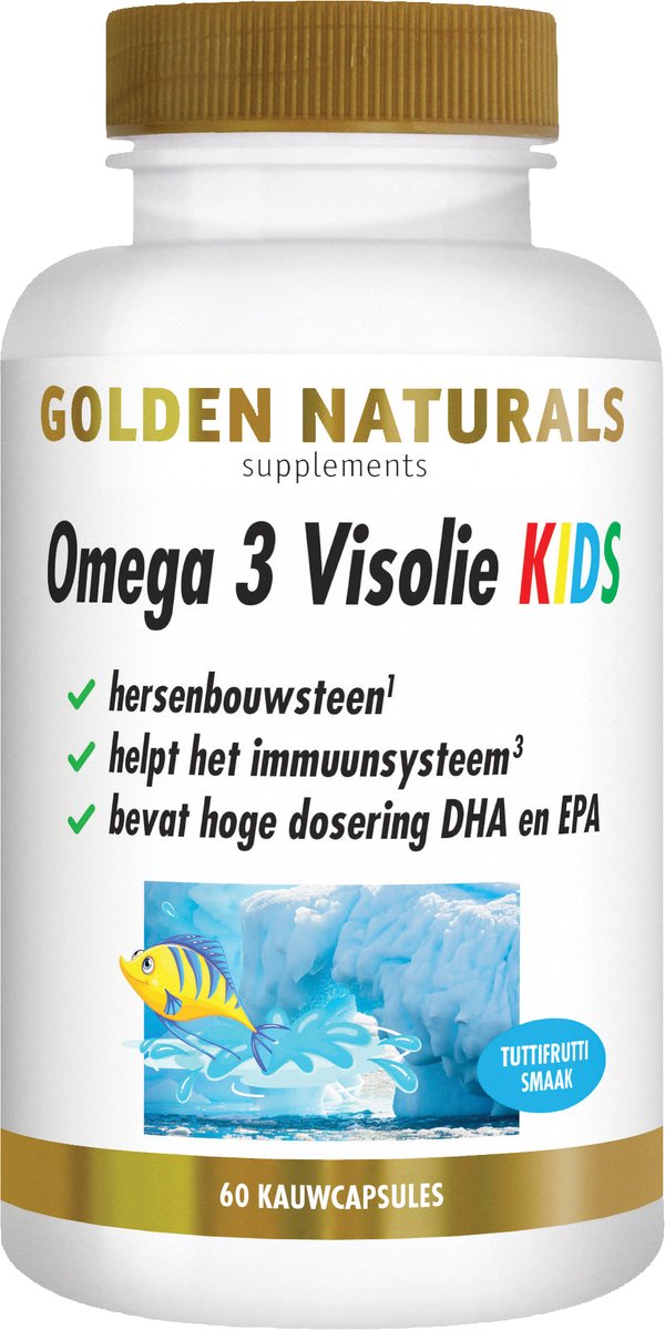Goedkoopste Golden Naturals Omega 3 Visolie KIDS (60 kauwcapsules