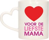 Bellatio Decorations Cadeau koffie/thee mok voor mama - rood - hartjes oor - keramiek - Moederdag