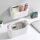 Set van 2 keukenkastorganizer, koelkastorganizer, zelfklevende opbergdoos voor wandmontage, kast badkamerkoelkast organizer voor kleine spullen, beige - 23 x 7 x 11 cm