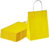 50 Gele Draagtassen Van Gekleurd Kraftpapier Met Oren 18 x 8 x 22cm / papieren tassen geel / Kraft Papieren Tasjes Met Handvat/ Cadeautasjes met handgrepen / Zakjes/