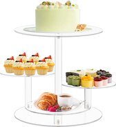 Cupcake-standaard, taartstandaard, 4 etages, acryl, cupcake-houder, dessert, taartetagère, 4 verdiepingen, voor bruiloft, feest, verjaardag, babyshower, diameter 30,5 cm, 20 cm, 20 cm, 20 cm,