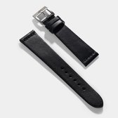 B&S Leren Horlogeband Luxury - Zwart Straight Stitch - 20mm