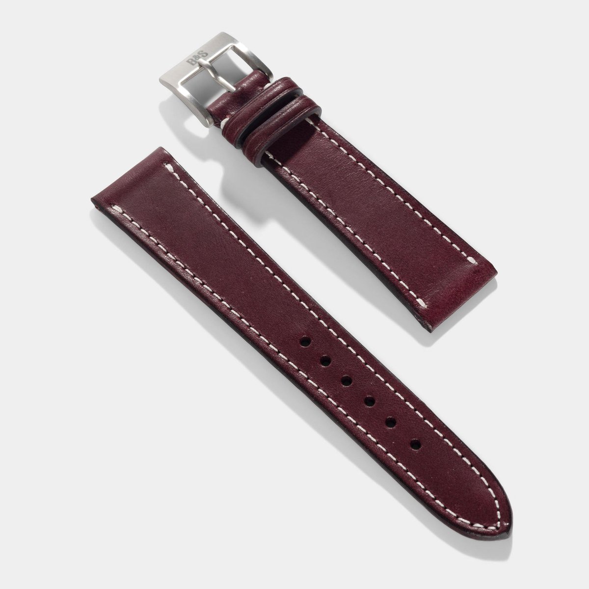 BS Leren Horlogeband Luxury - Burgundy Rood - 20mm