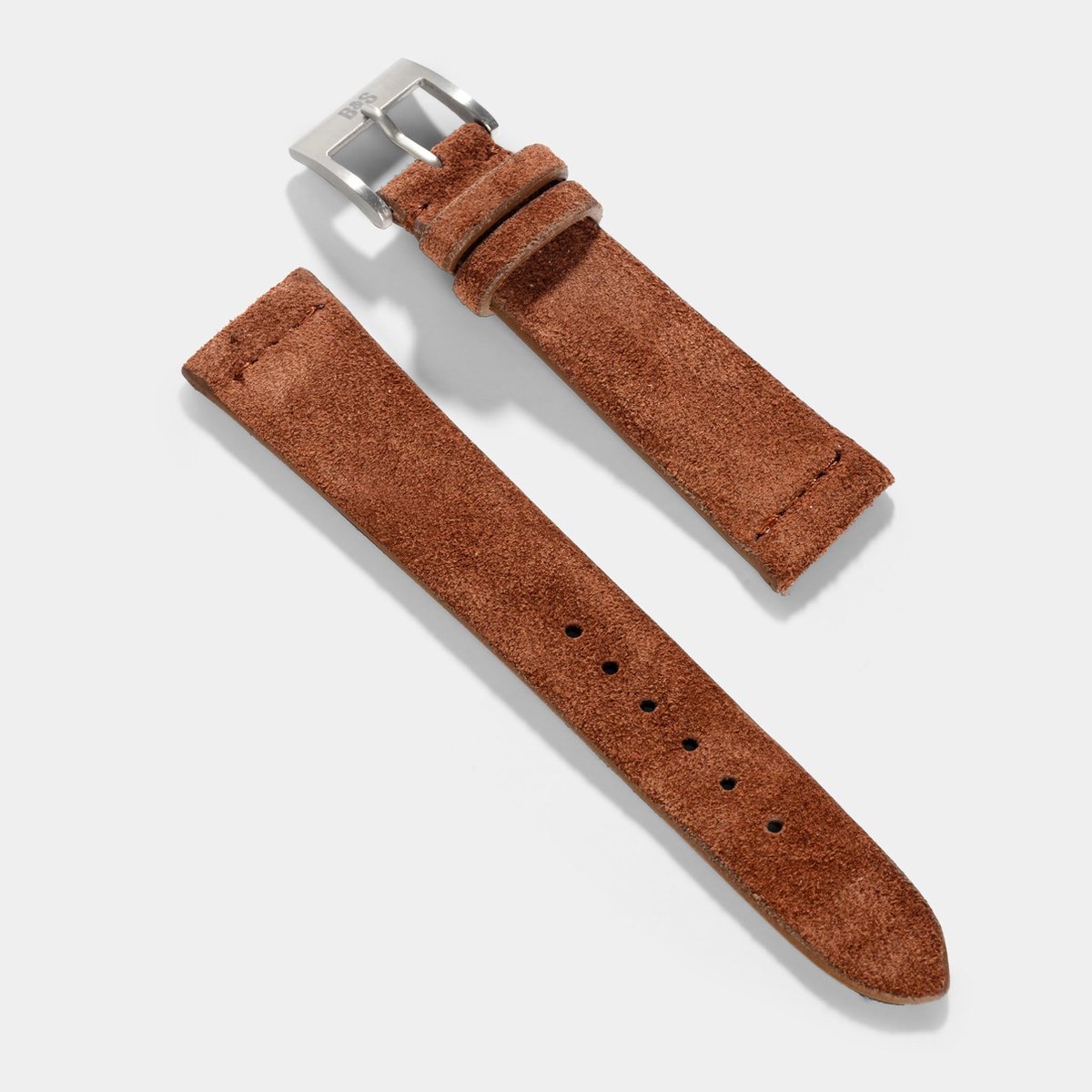 BS Leren Horlogeband Luxury - Cognac Brown Silky Suede - 20mm