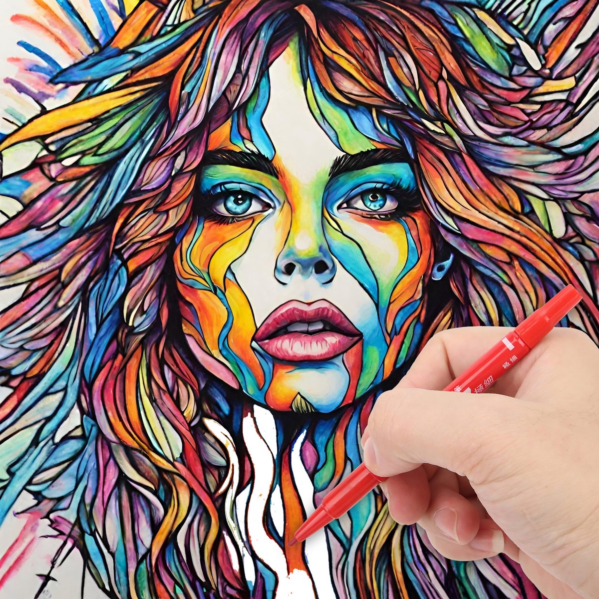 Ainy - Duo Fineliners - set van 12 kleur fineliner / viltstiften | fine liner manga / anime tekenen | bullet journal stiften | handlettering markers | Pigment liner | calligraphy pennen — afbeelding 6