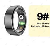 Smart Ring Mannen Vrouwen Hartslag Bloed Zuurstof Slaap Gezondheid Monitor Waterdicht Sport Activiteit Fitness Tracken Ring Voor Android IOS 2024 Zwart Maat 9: 59.5mm