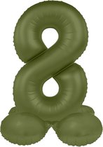 Folat - Staande folieballon Cijfer 8 Olive Green - 41 cm