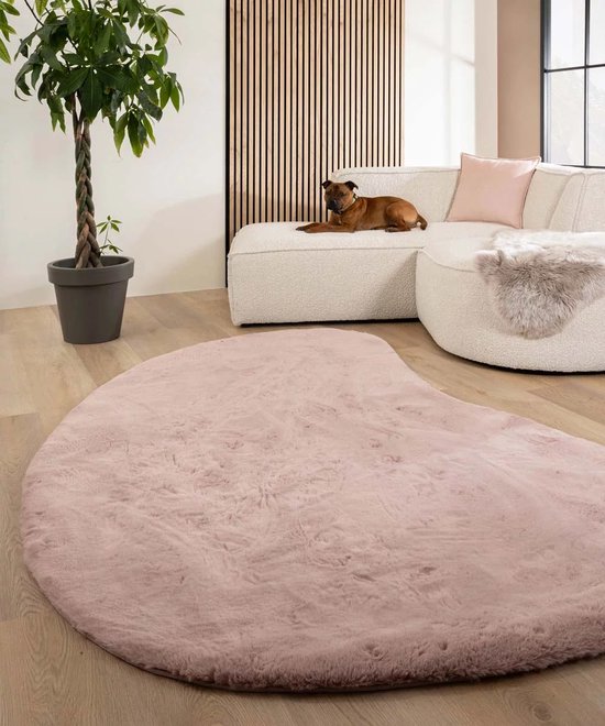 Fluffy vloerkleed organisch - Comfy Plus roze 80x122 cm