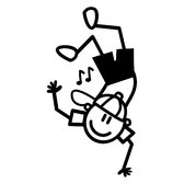 Breakdance jongen - Autosticker - wit - sticker - 8,3 cm hoog - Sticky Figure