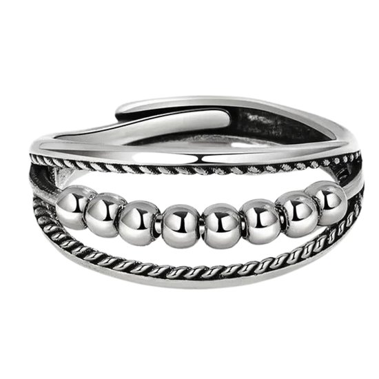 Ring Dames Zilver - Ring Zilver Dames ✿ - Anxiety Ring - Fidget Ring - Stress Ring Dames - Spinner Ring Vrouw Draaibare Ring - Spinning Ring Stressbal Fidget Toys - Draai Ring - One-Size verschuifbaar