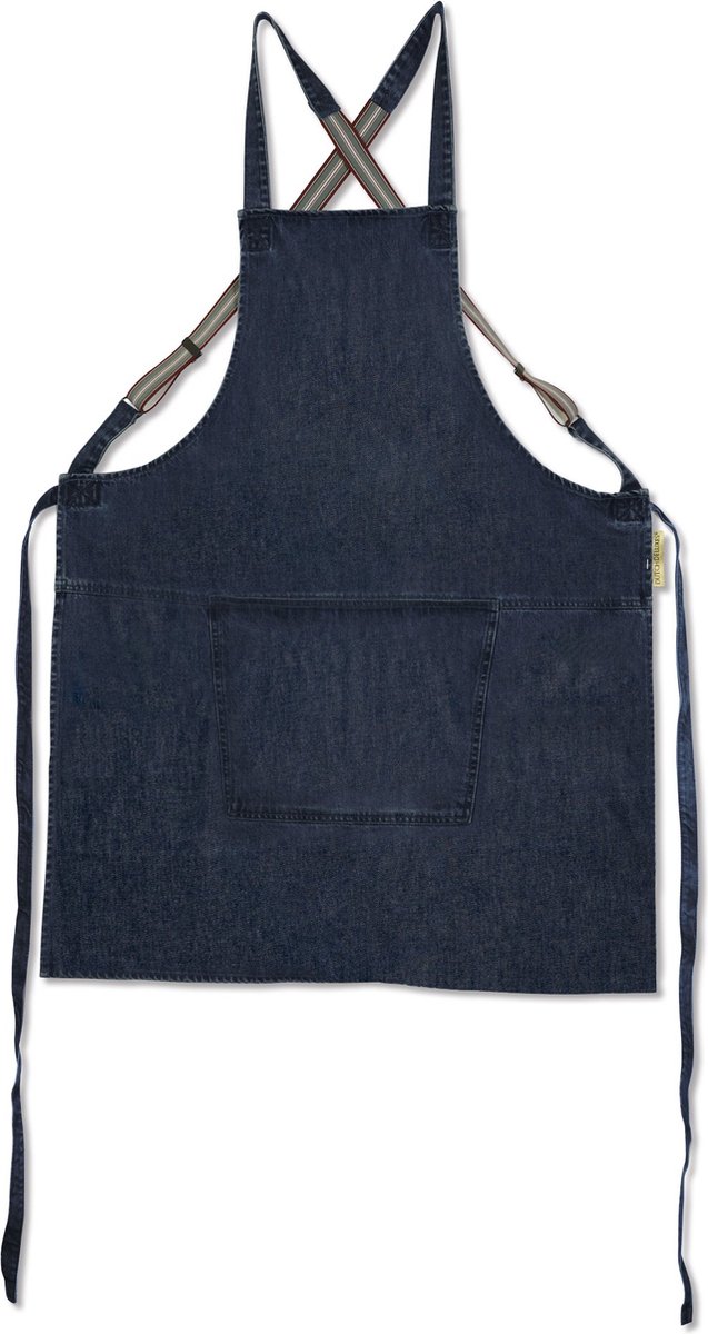 Dutchdeluxes Schort - Handgemaakt - Met Bretels - Uniek - Horeca - Denim blauw