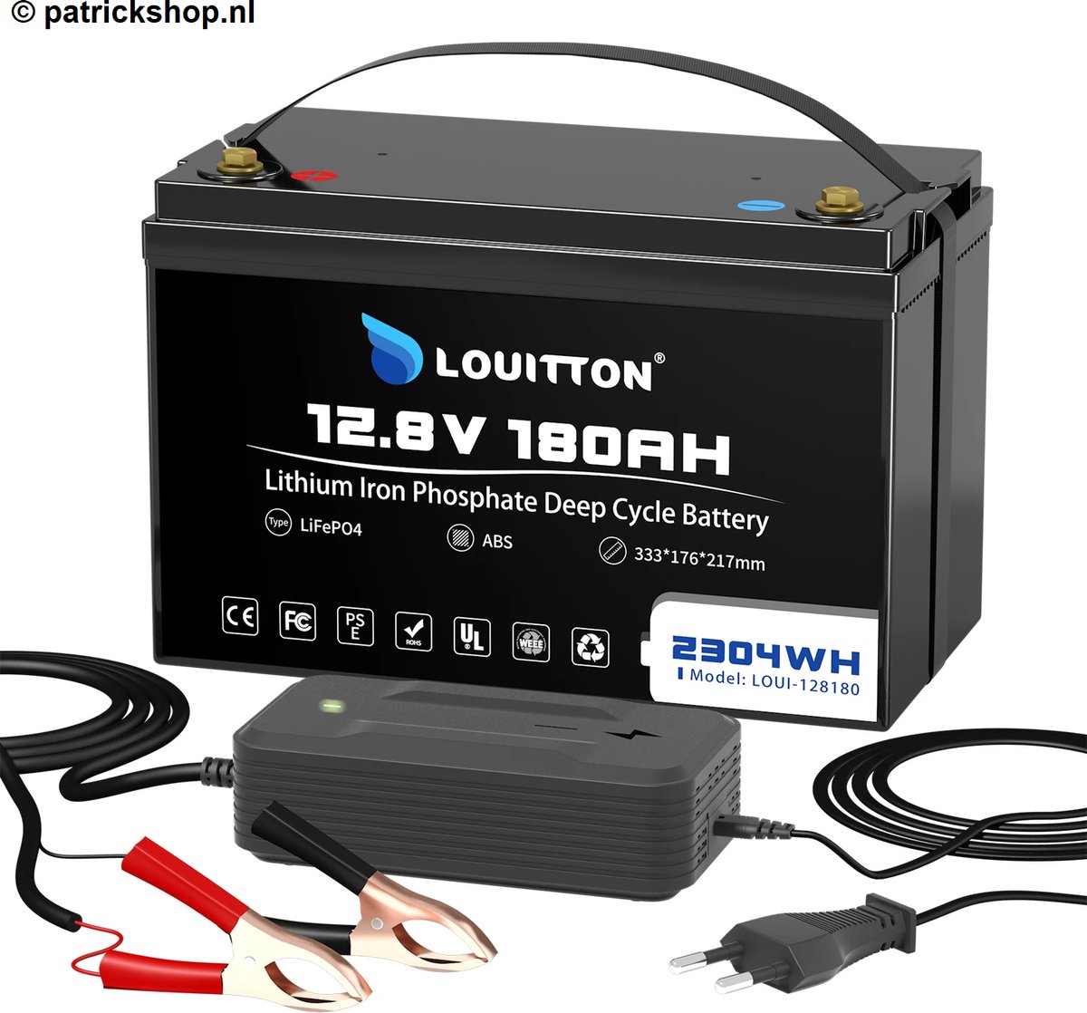 12V 180AH 2304WH LifePo4 Accu met BMS inclusief lader