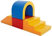 Soft Play speelset Tunnel multi color - foam blokken set met trap en glijbaan