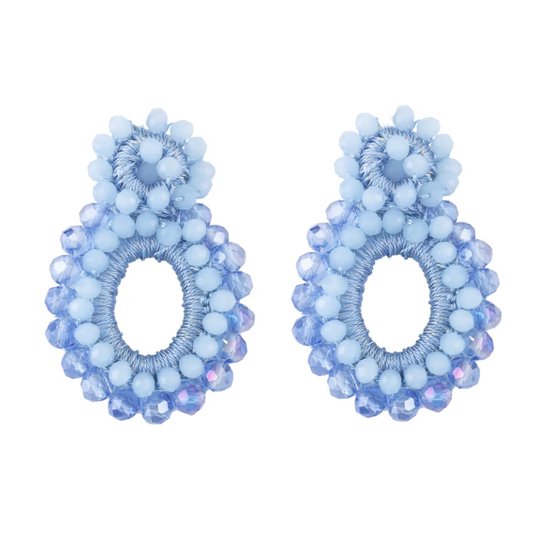 Summer Beads Oorbellen - Blauw | 5,4 x 3,5 cm | Kralen/Bijoux | Fashion Favorite