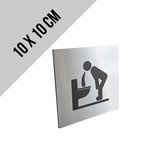 Pictogram/ bordje geborsteld aluminium | Toilet | 10 x 10 cm | Luxe editie | Blinkend metaal | Ludiek | WC | Fun | Kotsen | Kater | Grappig | Toilet bord | Dikte: 3 mm | 1 stuk