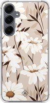Casimoda® hoesje - Geschikt voor Samsung Galaxy A55 - In Bloom - Shockproof case - Extra sterk - TPU/polycarbonaat - Bruin/beige, Transparant