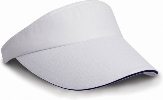 Jumada's - Zonneklep -Zonnecap - Zonnepet - met klittenbandsluiting - Verstelbaar - Dames - Heren - petje wit/navy blauw