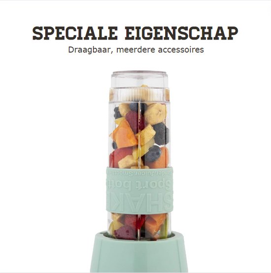 Milkshake Machine - Cocktailshaker Met 2 Smoothie Beker 2x570 ml - Draagbare Smoothie Maker Met Deksel To Go - Groen van GUTEC — afbeelding 4