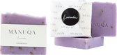 Lavender zeep bar (100 gram) in een katoenen zakje met EID MUBARAK opdruk