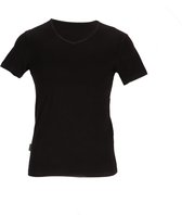 Basset Dames/Heren Bamboe T-Shirt V-Hals Zwart - Maat L