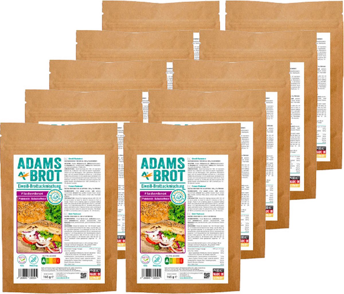 Adams Brot | Backmischung | Fladenbrot | 10 stuks | 10 x 165 gram