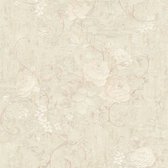 Bloemen behang Profhome 372244-GU vliesbehang licht gestructureerd met bloemen patroon mat grijs crèmewit beige 5,33 m2