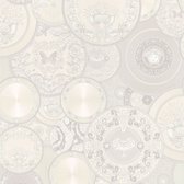Papier peint de luxe exclusif Profhome 349014-GU papier peint intissé design légèrement structuré argent brillant blanc crème blanc 7,035 m2
