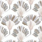 Natuur behang Profhome 377082-GU vliesbehang glad met bloemmotief mat grijs wit bruin 5,33 m2