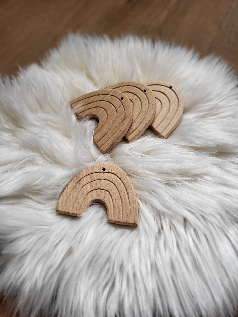 Houten bijtfiguur Bijtring Beukenhout Baby Bijtspeelgoed Doorkomende tandjes Regenboog 8cm