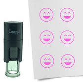 CombiCraft Stempel Smiley Vrolijk 10mm rond - Roze inkt