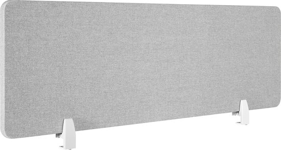 tectake® - Bureauscherm scheidingswand Noisy -130 x 40 cm - grijs - Met geluidsabsorberende PET-kern, Inclusief 2 bevestigingsklemmen