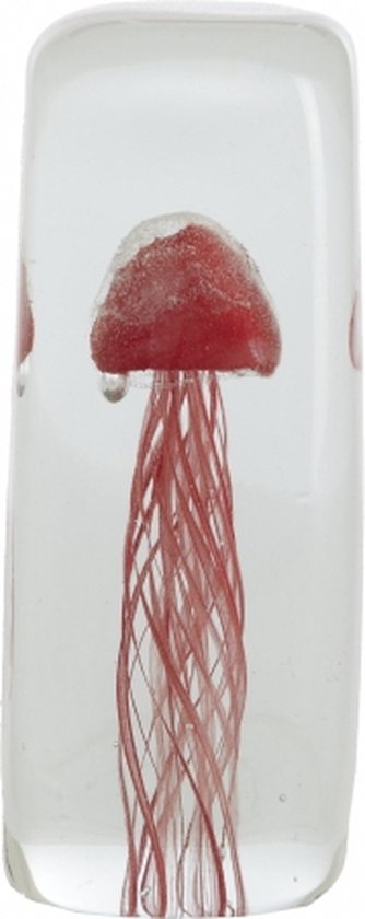 Light & Living Deco Beeld Jellyfish - Glas - Transparant/Rood - 6x13x6 cm (BxHxD) - Presse Papier - Woonexpress