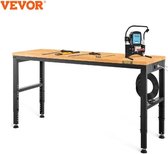 Etabli - table de travail Plateau en bois de Chêne - 105 x 155 x 51 cm - Capacité de charge 900Kg - réglable en hauteur