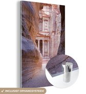 MuchoWow® Glasschilderij 60x90 cm - Schilderij acrylglas - Petra tussen de rotsen van Jordanie - Foto op glas - Schilderijen