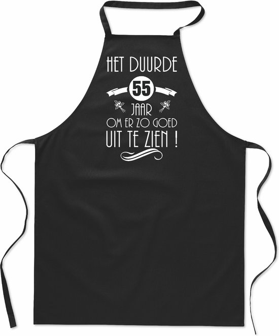 Ça a pris 55 ans - tablier de cuisine - tablier de cuisine - 100% coton - BBQ - barbecue - anniversaire et fête - cadeau - cadeau - unisexe - noir