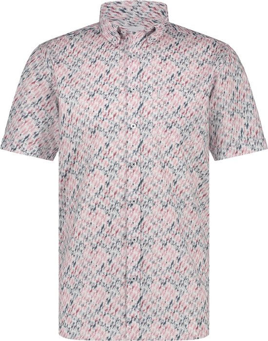 State of Art - Short Sleeve Overhemd Print Roze - Heren - Maat XL - Regular-fit