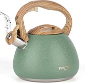 Bol.com Inductietheeketel - Waterkoker voor inductie- en gasfornuizen - 25 L Fluitketel met houtnerfhandvat - Waterkoker Inducti... aanbieding