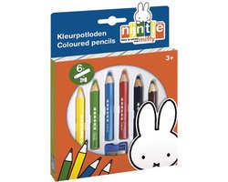 foto van Nijntje kleurpotloden, dikke junior houten potloden - 6 kleuren en slijper - kindveilig - vanaf 3 jaar - Bambolino Toys