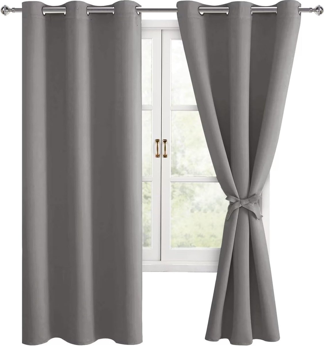 Hiasan Verduisteringsgordijnen met inslagringen, ondoorzichtig, 2 stuks, 106 x 160 cm (breedte x hoogte), zachte schuifgordijnen voor slaapkamer, woonkamer enz.