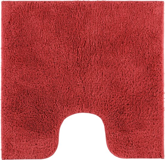 Casilin WC Mat met Uitsparing 60x60cm Havana - Antislip Toiletmat - Vierkante Badmat - Waterabsorberend en Sneldrogend - Wasbaar - Rood / Bordeaux