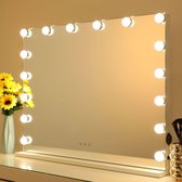 Hollywood Verlichting Cosmeticaspiegel - 3 Lichtstanden - Geheugenfunctie - USB Oplaadbaar - Groot Spiegeloppervlak - Muur- en Tafelblad Montage - Zwart - Make-up Spiegel met Verlichting voor Perfecte Make-up Applicatie"