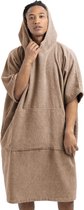 Badponcho dames en heren - surfponcho van 100% katoen - doek voor volwassenen - uniseks badjas - badhanddoek met capuchon, taupe