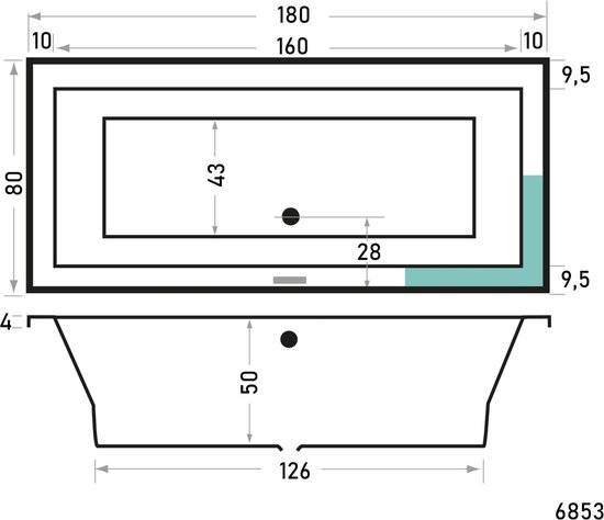 Xenz Society inbouwbad 2-persoons 180x80cm cement acryl | bol
