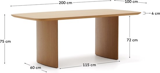 Kave Home - Litto tafel van eikenfineer 200 x 100 cm