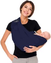 Draagdoek voor pasgeborenen, ademende babyrugzak, verstelbare schouderbanden, eenvoudig aan te trekken, voor moeders en vaders, babydraagriem voor pasgeborenen tot 15 kg (donkerblauw)