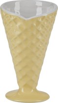 Coupe à glace en faïence design Miss Etoile en forme de cornet jaune