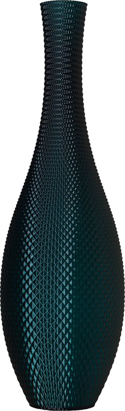Slimprint Vase de Sol EMERALD, Vert Émeraude, 15,8 x 50 cm, Vase Haut pour Plumes de Pampa avec Motif à Carreaux, Plastique Recyclé
