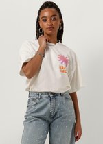 Ydence T-shirt Happy Vibes Tops & T-shirts Dames - Shirt - Gebroken wit - Maat XL