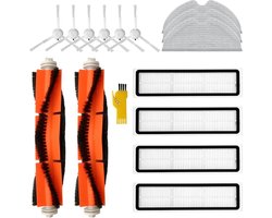 Accessoireset, vervanging voor Dreame D9 Dreame L10 Pro Dreame D9 Max Dreame D9 Pro robotstofzuiger, 15 verpakkingen, 2 hoofdborstels, 4 filters, 6 zijborstels, 3 mopdoeken